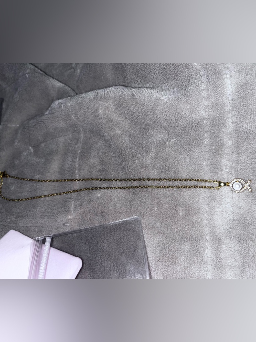 Gold-Tone Evil Eye Necklace with Clear Crystal Accent